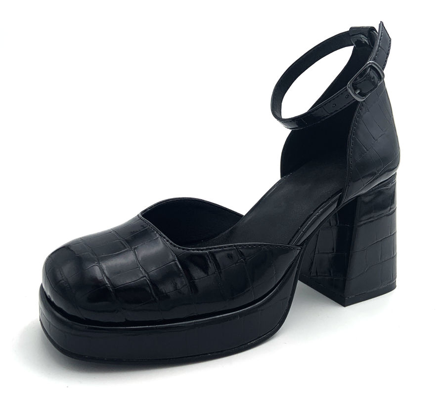 Mujeres de moda tacones negros Deslizamiento en el tipo para el cóctel de la fiesta
