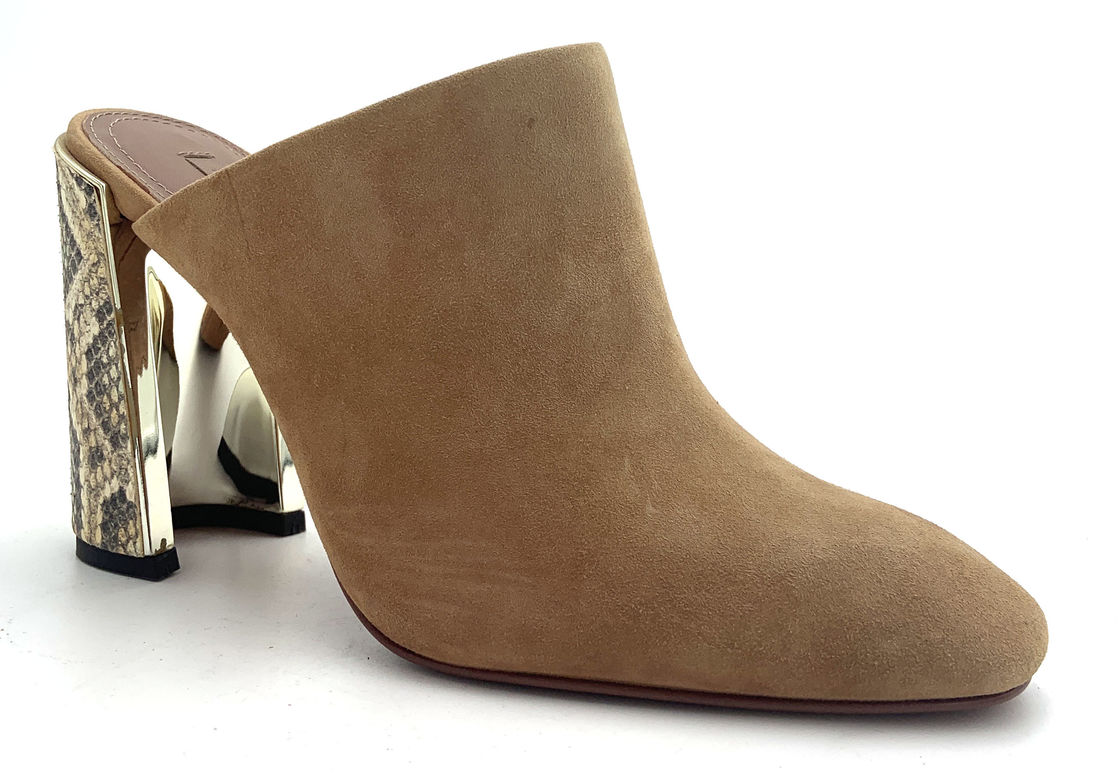 Elegante dedo cerrado Mujeres Mules Talones de goma Sola de diseño elegante Para el uso formal