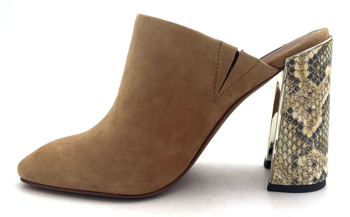 Elegante dedo cerrado Mujeres Mules Talones de goma Sola de diseño elegante Para el uso formal