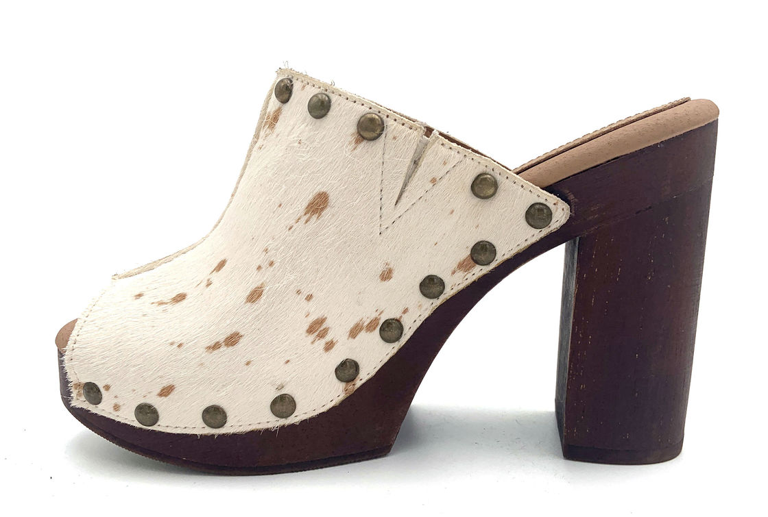 Stiletto de patrón sólido Mules con dedos cerrados con tacones altos 3 pulgadas 4.5 pulgadas