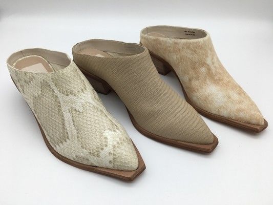 Materiales de cuero Mujeres Mules de tacones, Mules de tacones de 4,5 pulgadas de alto con dedos cerrados